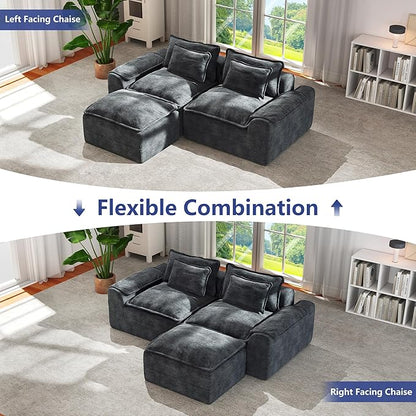 Hobestluk 87" Cloud Sectional Couch Loveseat with Deep Seat 2-Seater with Removable Cover Large Sofa Couch for Living Room (Blue Grey, Loveseat Sofa)