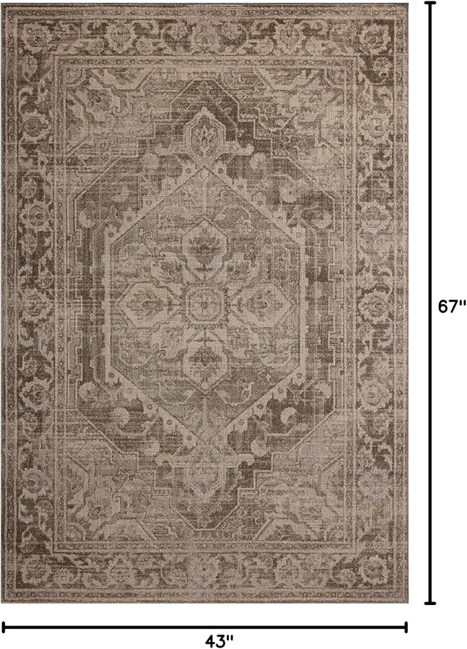 Loloi Magnolia Home by Joanna Gaines Mona Collection MOA-01 Cocoa/Stone 3'-7" x 5'-7" Accent Rug