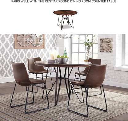 Signature Design by Ashley Mid Century Centiar Dining Bucket Chair Set of 2, Black and Brown