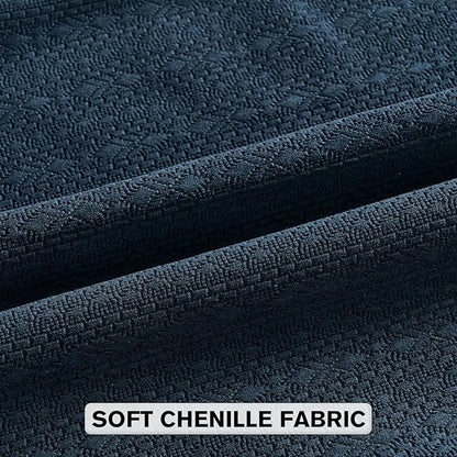FUTEI Navy Blue Chenille Throw Pillow Covers 12x20 Inch Set of 2,Soft Striped & Diamond Textured Lumbar Pillow Cases,Modern Home Decor for Couch Living Room