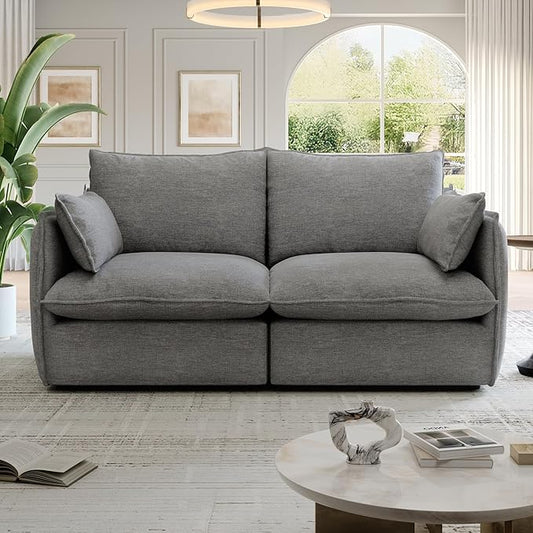 Cloud Modular Sectional Sofa, Waterproof Down Filled Sectional Sofa, High Backrest Loveseat Sectional Couches for Living Room, Modern Modular Couch with Removable Cover, Dark Gray