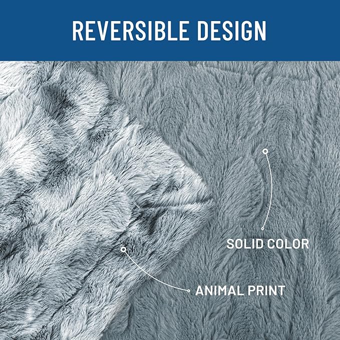 Everlasting Comfort Soft & Comfortable Arctic Blue Faux Fur Throw Blanket for Couch - (50"x65") Minky & Fluffy Fall Blankets & Throws, Plush Fuzzy Cover for Bed, Sofa & Living Room - Cozy Home Decor
