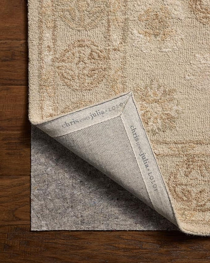 Loloi Chris Loves Julia Dorothea Collection DRT-03 Dove/Natural 2'-3" x 3'-9" Accent Rug Wool Neutral Floral Living Room Bedroom Carpet