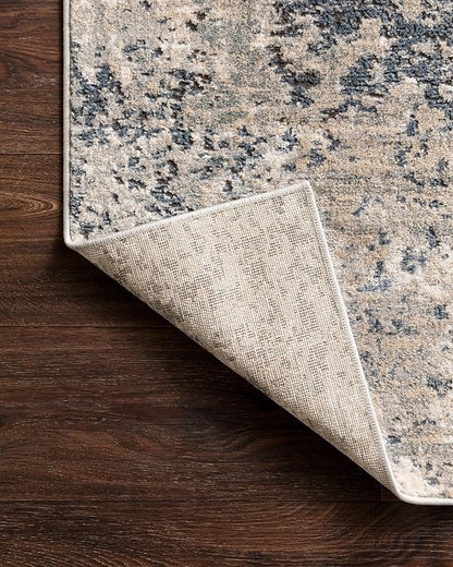 Loloi Teagan Collection TEA-07 Natural/Denim 2'-8" x 4' Accent Rug, Large, Soft Neutral Rug, High-Traffic for Living Room, Bedroom, Home Office, Dining Area