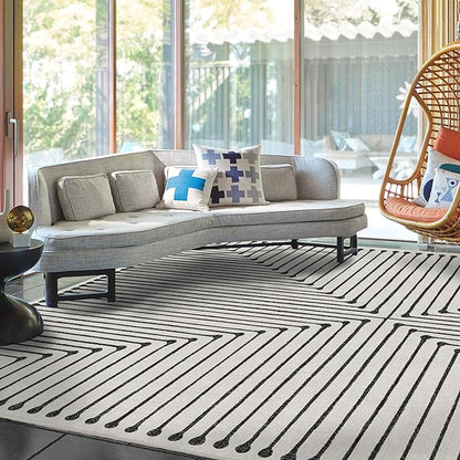 RUGGABLE x Jonathan Adler Machine Washable Modern Area Rug – Inkdrop Black & Ivory 9x12, Stain-Resistant, Non-Slip – Large Rugs for Living Room, Bedroom, Hallway, Entryway & Office–with Standard Pad