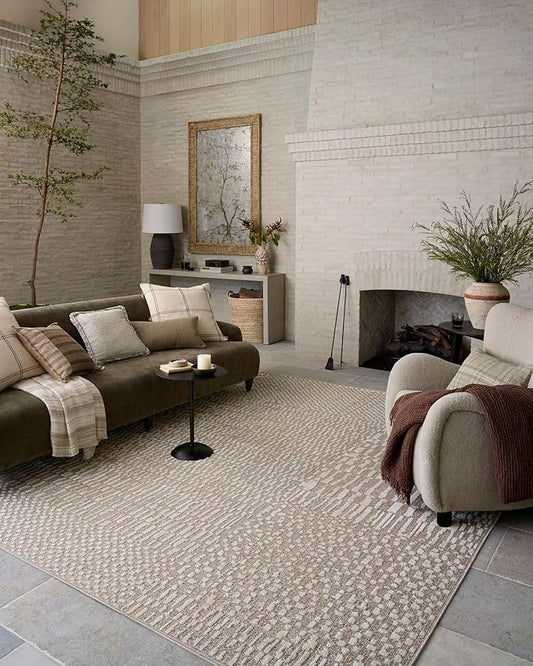 Loloi Amber Lewis Bexley Collection BEX-01 Natural/Birch 7'-10" x 10' Area Rug Neutral, Textured, Living, Bedroom, Dining, Carpet