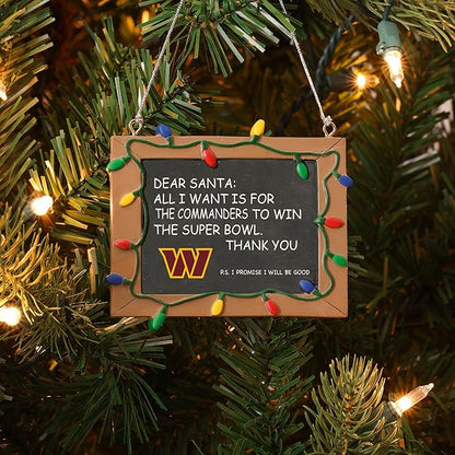 NFL Resin Holiday Christmas Chalkboard Sign Ornament