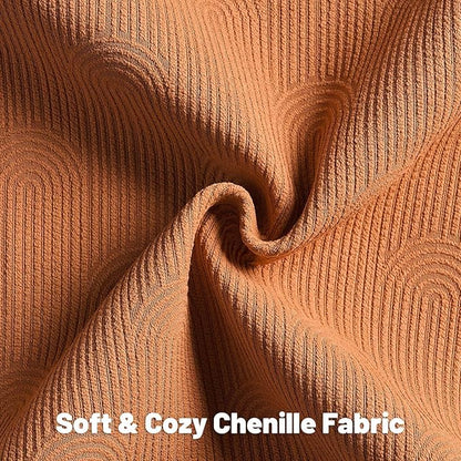 FUTEI Burnt Orange Chenille Decorative Throw Pillow Covers 18x18 Inch Set of 2,Soft Cozy Striped Geometric Patterns Cushion Case,Modern Home Decor for Couch Bed Living Room