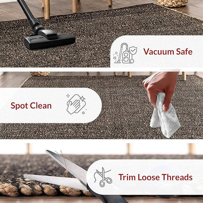 nuLOOM 5x8 Elfriede Jute & Cotton Hand Woven Area Rug, Charcoal, Solid Rustic Farmhouse Style, Weaved Design, Natural Fiber, For Bedroom, Living Room, Dining Room, Hallway, Office, Entryway