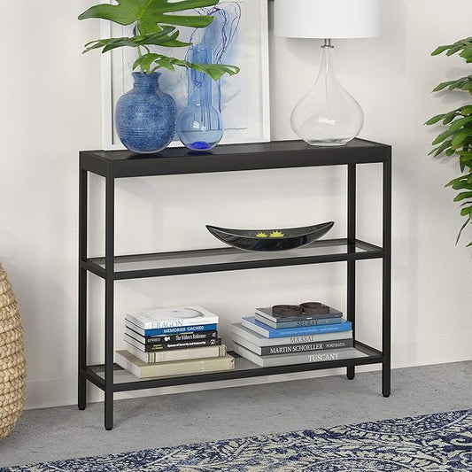 Henn&Hart 36" Wide Rectangular Console Table in Blackened Bronze, Entryway Table, Accent Table for Living Room, Hallway