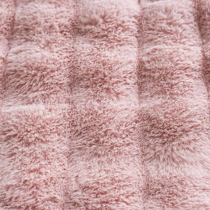 Neelvin Pink Faux Fur Cozy Soft Double-Sided Decorative Throw Pillow Covers 22x22 inch Set of 2,Velvet Pillowcase Cushion Case for Sofa Couch