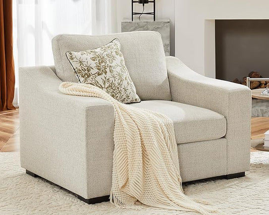 ABCASA 47" W Oversized Accent Chair, Comfy Upholstered Sofa Chair with Large Seat and Wide Armrest, Pet-Friendly Modern Lounge Armchair for Living Room/Apartment/Bedroom, Premium Linen, Oatmeal