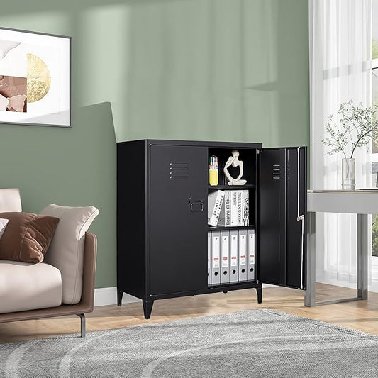 SISESOL Storage Cabinet with Doors and Shelves,40" Metal Storage Cabinet with Lock Door Adjustable Shelf,Office Storage Cabinets,Garage Tool Cabinets for Home,Office,School,Kitchen