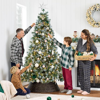 Best Choice Products 6ft Pre-Lit Scotch Pine Christmas Tree, Premium Frosted Pre-Decorated Artificial Holiday Decor w/ 946 Branch Tips, 2-in-1 White and Multicolor LED Lights, Cordless Setup