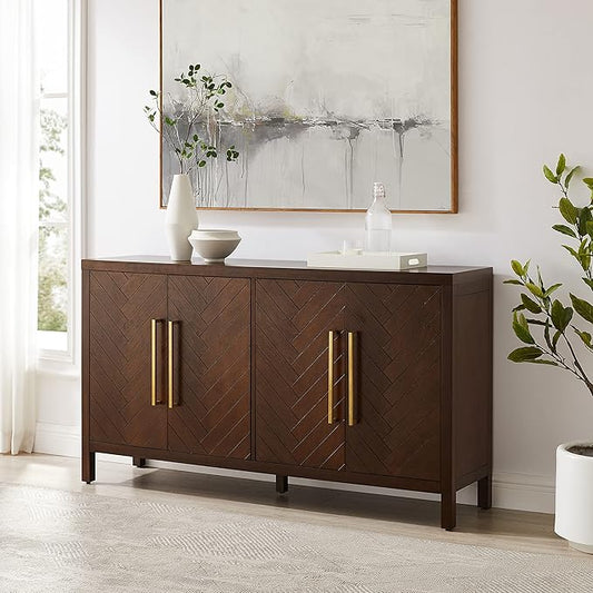 Crosley Furniture Darcy Modern Sideboard Buffet Cabinet with Storage Shelves, Living Room, Kitchen, Dining, Dark Brown