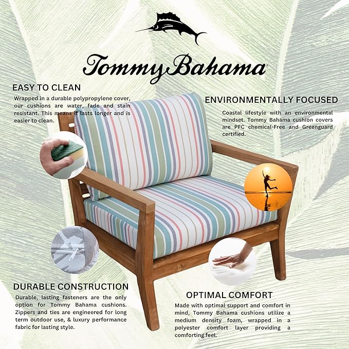 Tommy Bahama Deep Seating Lounge Cushion, 23" X 24" X 4", Bandeau Pastel