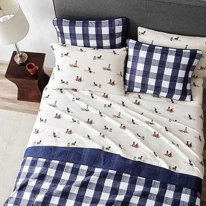 Eddie Bauer - Flannel Sheets Queen Size, Anti-Pilling & Wrinkle Resistant Cotton, Touchably Soft for All-Season Comfort - Bed Sheets with Matching Pillowcases & Fitted Sheet (Retriever Adventures)