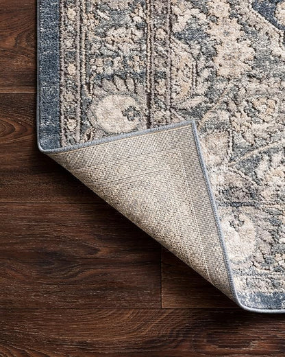 Loloi Teagan Collection TEA-01 Denim/Mist 2'-8" x 4' Accent Rug, Large, Soft Neutral Rug, High-Traffic for Living Room, Bedroom, Home Office, Dining Area