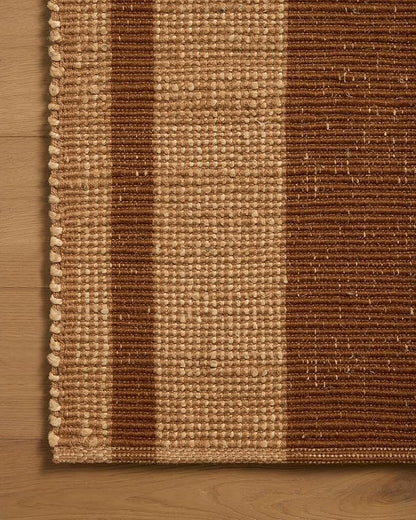 Loloi Leanne Ford Weatherstaff Collection WTS-04 Cinnamon/Natural 2'-6" x 7'-6" Runner Rug Jute, Striped, Neutral, Hallway, Kitchen, Mudroom, and Bathroom