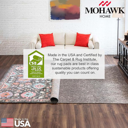 Mohawk Home 2' x 4' Non Slip Grip Rug Pad 1/2" Thick Dual Surface Felt Cushion + Rubber Gripper - Safe for All Floors