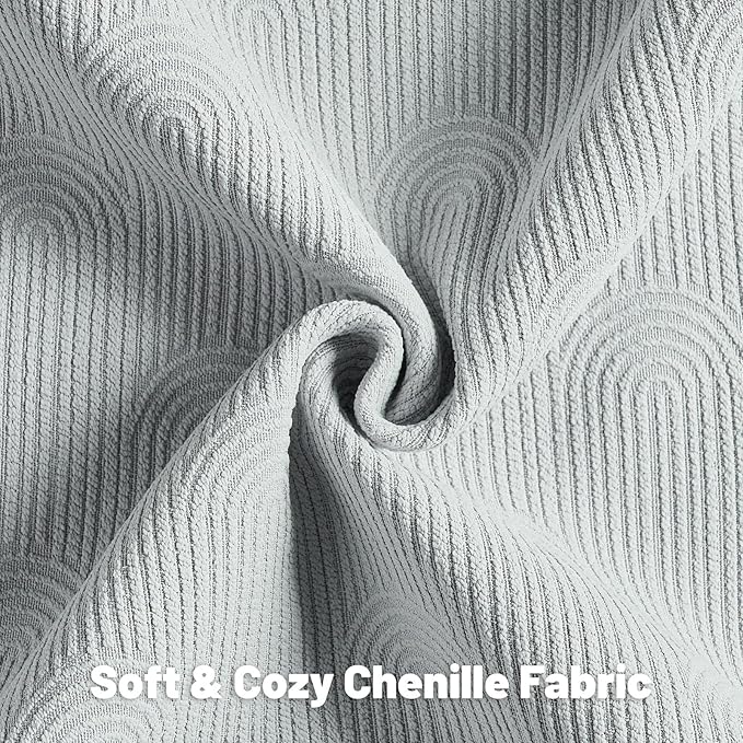 FUTEI Light Grey Chenille Decorative Throw Pillow Covers 24x24 Inch Set of 2,Soft Cozy Striped Geometric Patterns European Cushion Case,Modern Home Decor for Couch Bed Living Room