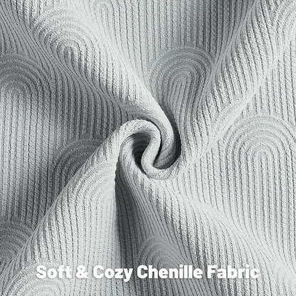 FUTEI Light Grey Chenille Decorative Throw Pillow Covers 18x18 Inch Set of 2,Soft Cozy Striped Geometric Patterns Cushion Case,Modern Home Decor for Couch Bed Living Room