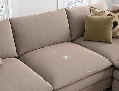 Txtin's Cloud Couches for Living Room L Shaped Sectional Couch with Ottoman Deep Plush 4 Seats Sofa Modern Sofa for Apartment Brown