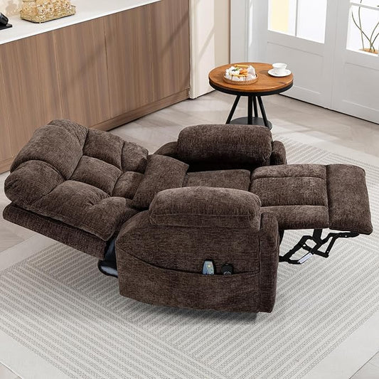 Power Lift Recliner for Elderly Adults, Dual Motor Lay Flat Lift Chair with Heat Massage, Cup Holder & Wireless Phone Charger, USB Type C Charging, Big Man Recliners 400 lbs
