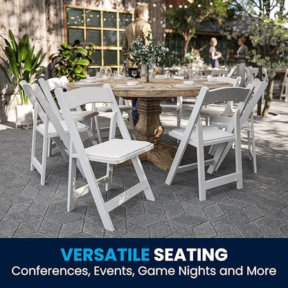 Flash Furniture 2 Pack HERCULES Series White Wood Folding Chair with Vinyl Padded Seat