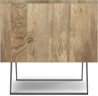 SIMPLIHOME Lowry Solid Mango Wood and Metal 22 inch Wide Rectangle Modern Industrial Side Table in Natural for The Living Room and Bedroom