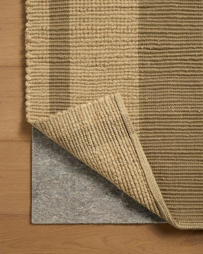 Loloi Leanne Ford Weatherstaff Collection WTS-03 Natural/Olive 7'-9" x 9'-9" Area Rug Jute, Striped, Neutral, Living Room, Bedroom, Dining Room