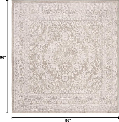 SAFAVIEH Area Rug 8' Square - Reflection Collection - Large - Beige & Cream, Non-Shedding & Easy Cleaning, Ideal for Living Room, Bedroom, Dining Space (RFT668A)