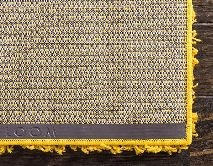 Unique Loom Solid Shag Collection Area Rug (9' x 12' 2" Rectangle Tuscan Sun Yellow)