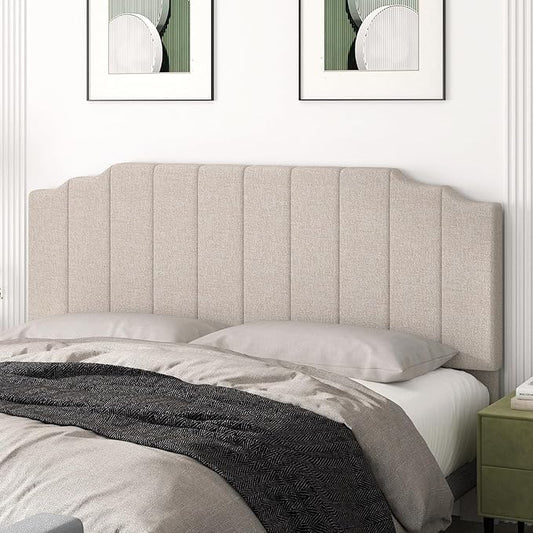 King Size Headboard Only, Linen Wall Mounted Headboard King for Adjustable Bed Modern Upholstered Head Board Easy Assembly, Beige