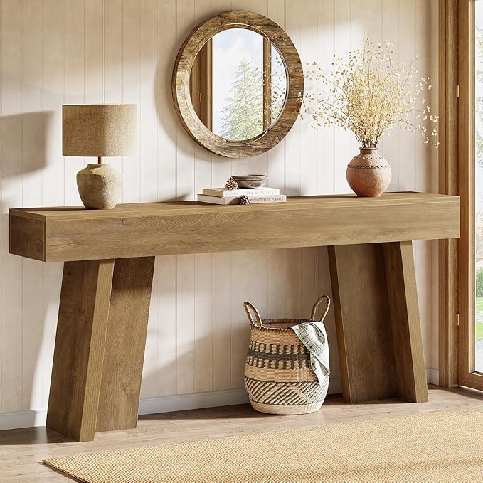 Tribesigns 70.9-Inch Long Console Table, Farmhouse Narrow Entryway Table Behind The Couch for Living Room, Hallway, Entrance, Foyer (Natural)