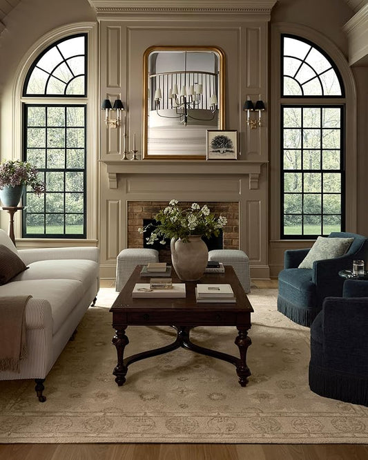 Loloi Chris Loves Julia Dorothea Collection DRT-03 Dove/Natural 9'-3" x 13' Area Rug Wool Neutral Floral Living Room Bedroom Carpet