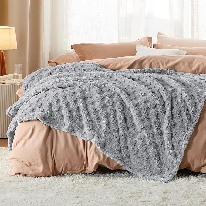 Bedsure GentleSoft Silver Grey Throw Blanket for Couch - Super Soft Cozy Blankets Gifts for Women Men Girls, Cute Small Fleece Throws for Bedroom Home Decor, 50x70 Inches