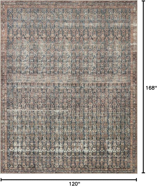 Loloi Amber Lewis Billie Collection, Ocean & Brick 10'-0" x 14'-0" Area Rug – Antique & Distressed Accent Rugs for Living Room, Bedroom, Entryway & Hallway, No Shed High Traffic Area Home Decor Rug