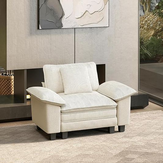 HERA'S HOUSE Oversized Modular Sectional Sofa, 54" Armchair Cloud Couch Mixed Fabric Sleek Couches for Living Room, Beige