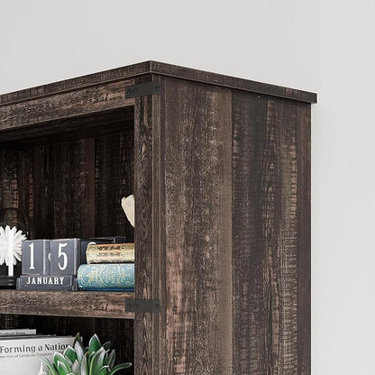 IDEALHOUSE 3 Tier Bookcase, Farmhouse Book Shelf with Storage, Low Book Case Wooden 3 Shelf Bookcase for Home Office, Living Room, Bed Room (Oak, 40.0" H x 31.5" W x 12.2" D)
