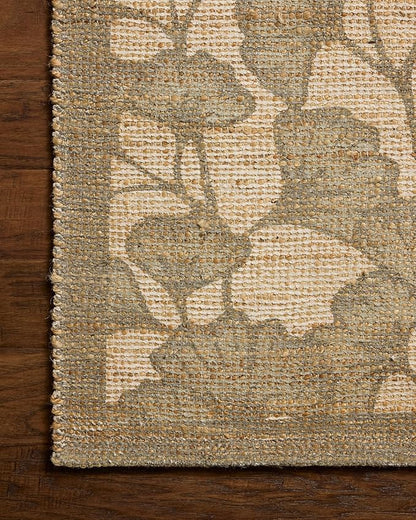 Loloi Chris Loves Julia Rue Collection RUE-02 Olive/Sage 3'-6" x 5'-6" Accent Rug Jute Neutral Floral Living Room Bedroom Rug