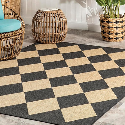 nuLOOM 2' x 3' Outdoor Performance Area Rug, Stain Resistant, Weather Resistant, High Traffic, Patio, Balcony, Outside, Sabina Dark Grey