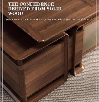 Executive Desk, 126.0 inch Executive Wood Desks L Shape Desk with Drawers with Drawers and Lockable Storage No Installation Required Without Display Racks and Bookshelves