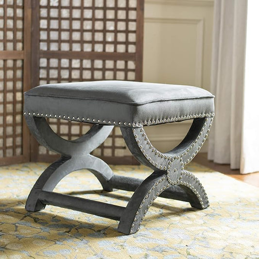 Safavieh MCR4645 Mystic Upholstered Ottoman Color: Cream