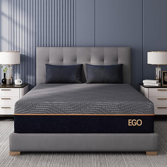 EGOHOME 12 Inch Twin Memory Foam Mattress for Back Pain, Cooling Copper Gel Bed in a Box, Foam Made in USA, CertiPUR-US Certified, Therapeutic Medium Firm, Daybed 38x75x12 Black