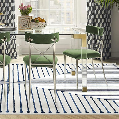 RUGGABLE x Jonathan Adler Machine Washable Modern Area Rug – Inkdrop Slate Blue 8x10, Stain-Resistant, Non-Slip – Large Rugs for Living Room, Bedroom, Hallway, Entryway & Office–with Cushioned Pad