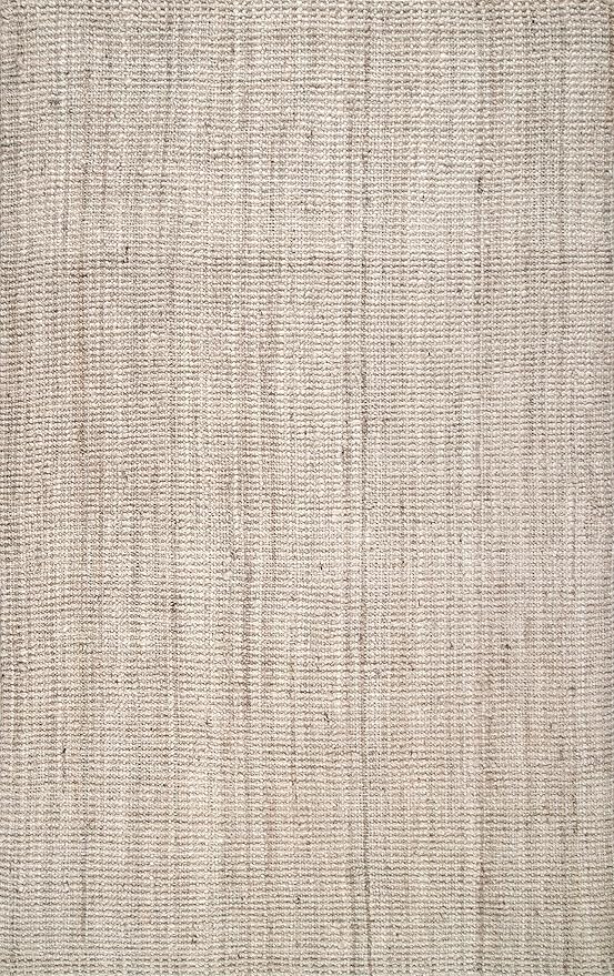nuLOOM Ashli Solid Farmhouse Jute Area Rug, 5' x 8', Off-white, Rectangular, 0.5" Thick