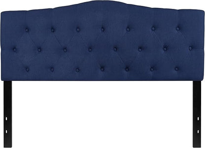 BizChair Tufted Upholstered Queen Size Headboard in Navy Fabric