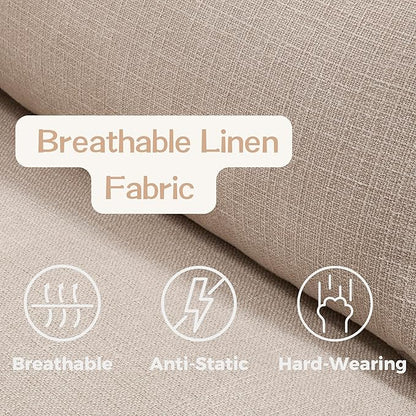 chairus 126" Modular Sectional Sofa with Moveable Ottoman Upholstered Deep Seat Linen Couch Set with Soft Pillows L-Shape Sofa Couch for Living Room, Apartment, Reception Room, 4-Seater/Oatmeal