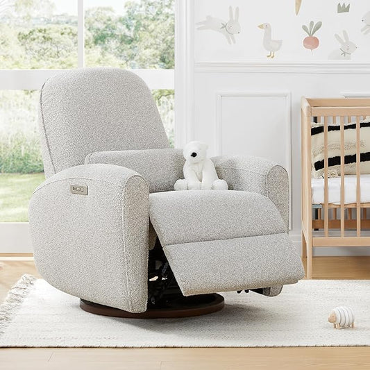 Watson & Whitely Swivel Glider Chairs, Nursery Rocking Chairs Power Recliner with Pillow Lumbar Support Charging Ports & Solid Wood Base for Living Room, Grey